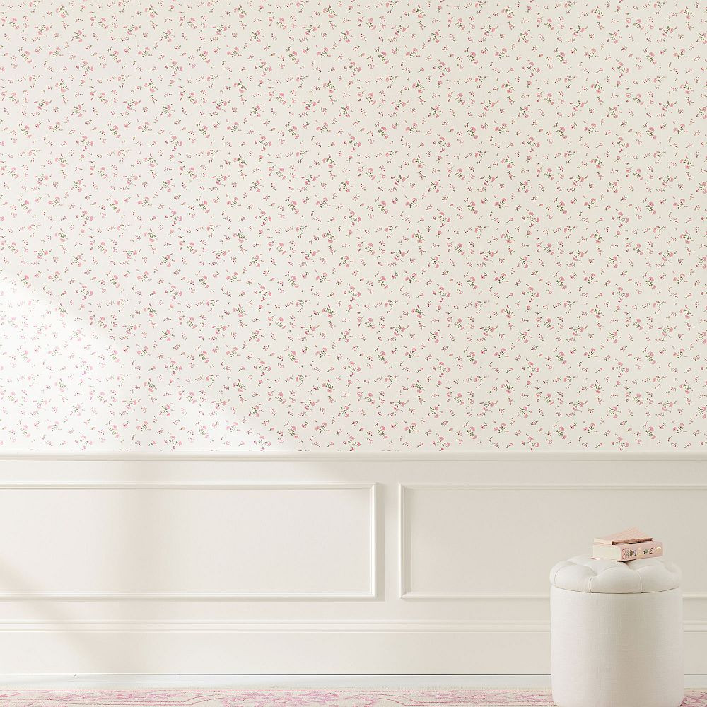 LoveShackFancy Prairie Wildflower Wallpaper - Pink | Pottery Barn Teen