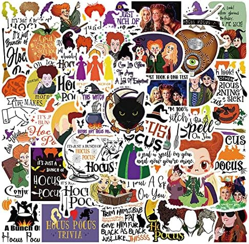 50PCS Hocus Pocus Movie Stickers Halloween Decorations for Kids Teens,Vinyl Waterproof Cute Witch Wa | Amazon (US)