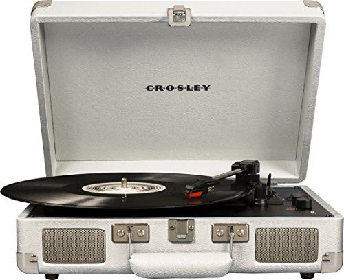 Crosley CR8005D-WS Cruiser Deluxe Vintage 3-Speed Bluetooth Suitcase Turntable, White Sand | Amazon (US)