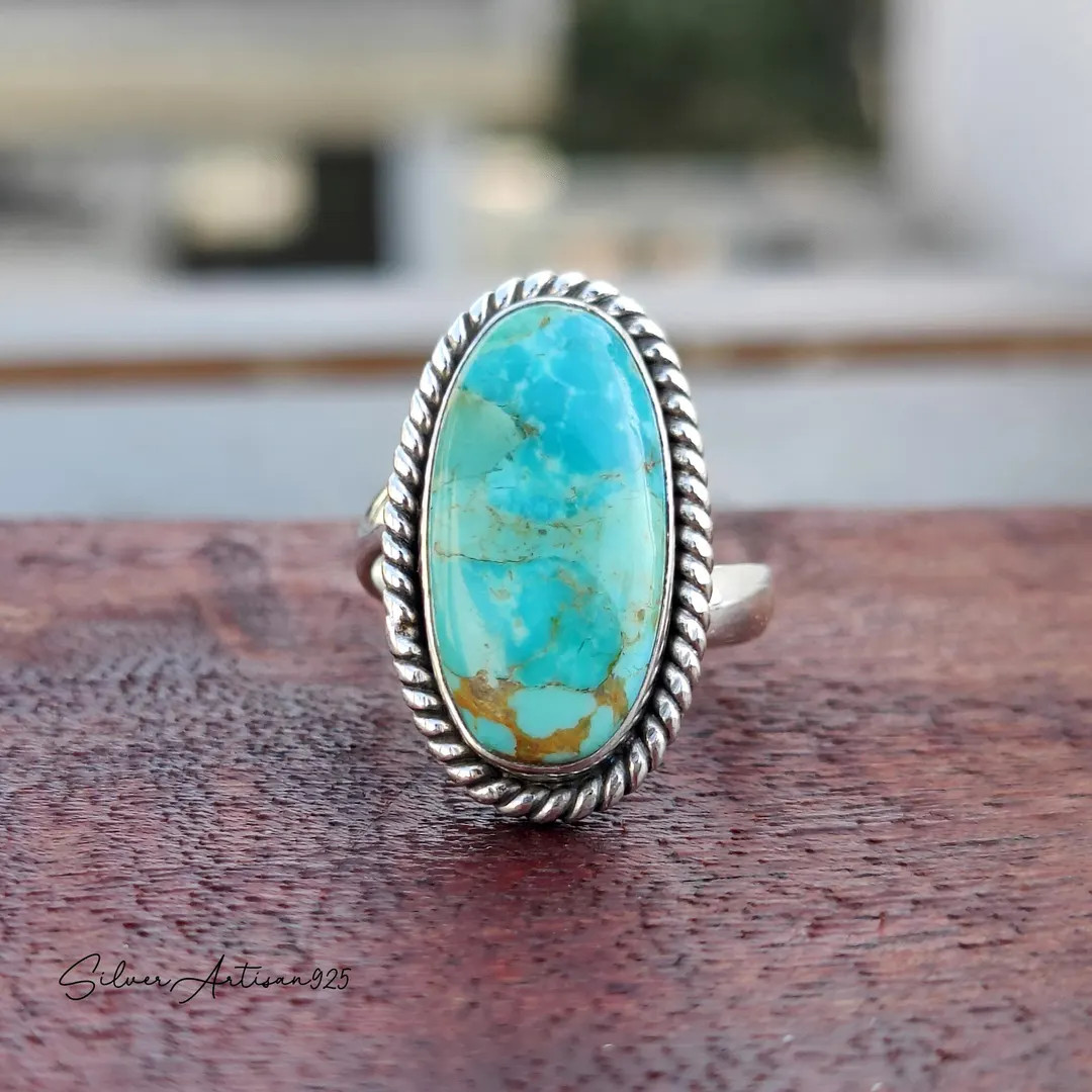 Kingman Turquoise Ring, Gemstone Ring, 925 Silver Sterling Ring, Gift Ring, Handmade Ring, Pretty... | Etsy (US)