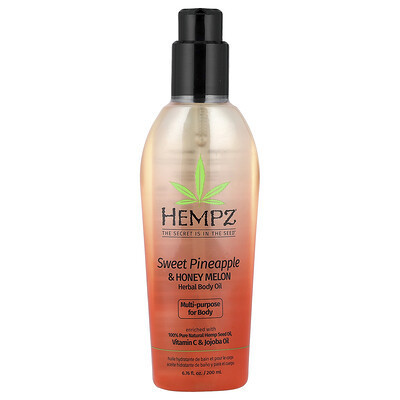 Hempz, Herbal Body Oil, Sweet Pineapple & Honey Melon, 6.76 fl oz (200 ml) | iHerb
