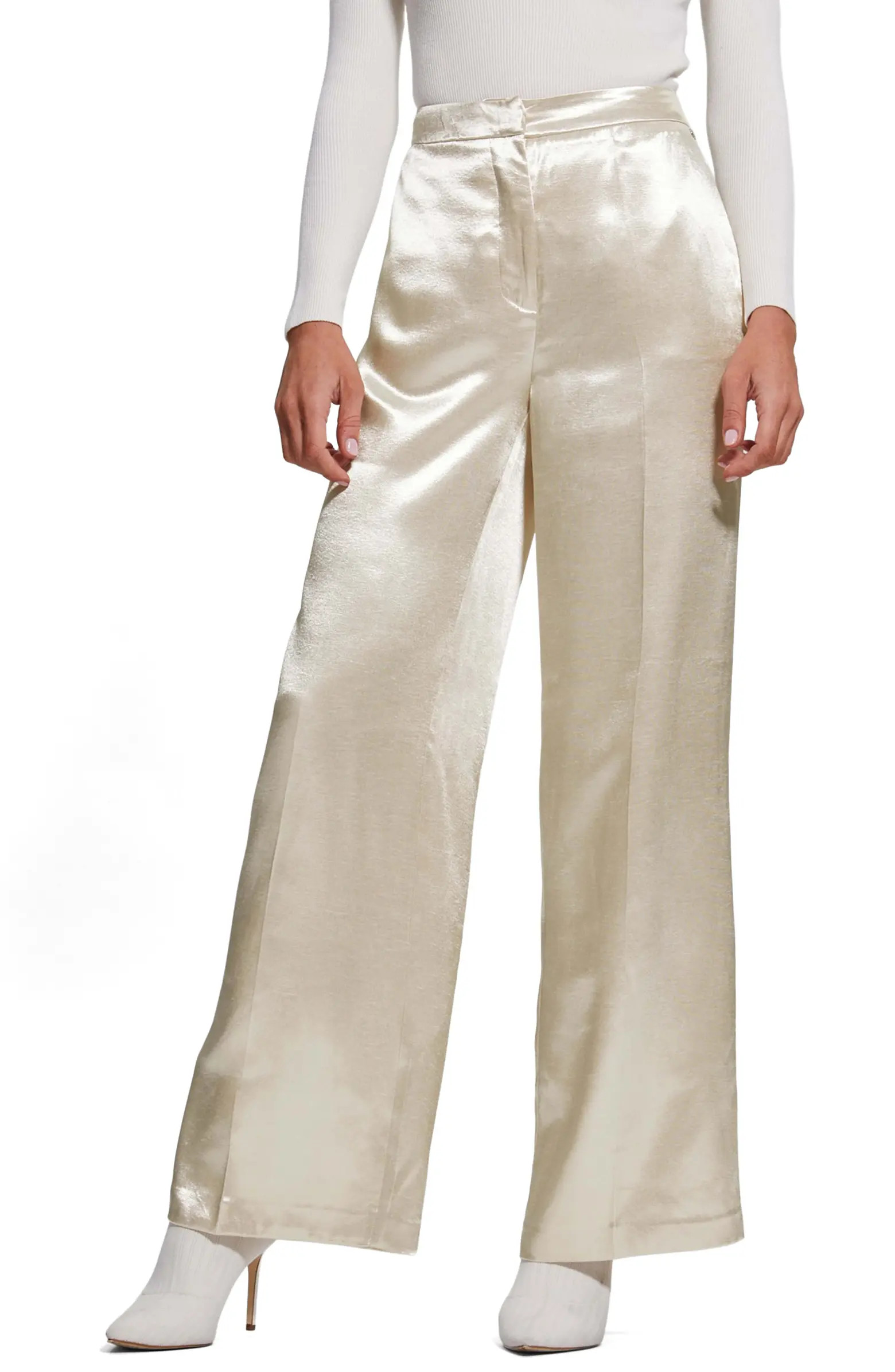 GUESS Brisilda High Waist Wide Leg Satin Pants | Nordstrom | Nordstrom