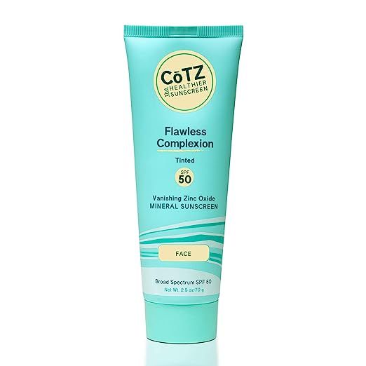 CōTZ Flawless Complexion Tinted Facial Mineral Sunscreen Broad Spectrum SPF 50; 2.5 oz / 70 g | Amazon (US)