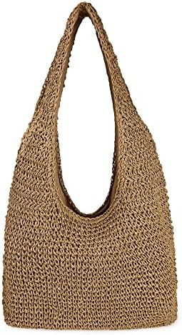Women Large Straw Beach Bag Handmade Woven Shoulder Bags Hobo Tote Handbag Purse for Summer | Amazon (CA)