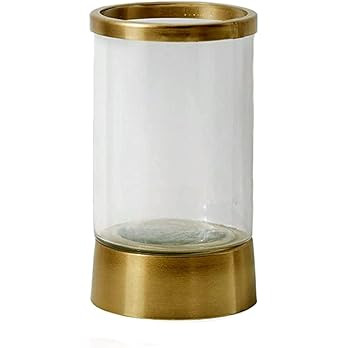 Serene Spaces Living Large 12" Gold Rimmed Glass Cylindrical Hurricane Candle Holder, Fancy Table... | Amazon (US)