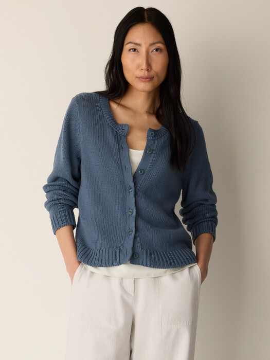 Peruvian Organic Cotton Cord Jersey Cardigan | Eileen Fisher