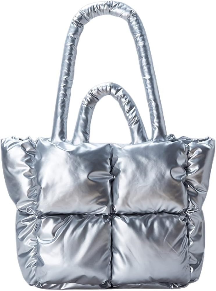 Fluffy Cotton Tote Shoulder Bag for Women,Trendy Design Big Capacity Handbag Soft Waterproof Nylo... | Amazon (US)