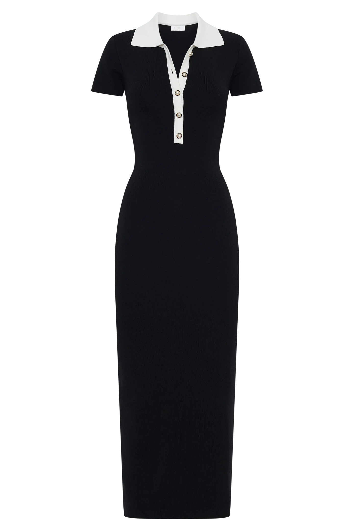 Collared Contrast Maxi Dress - Black | MESHKI US