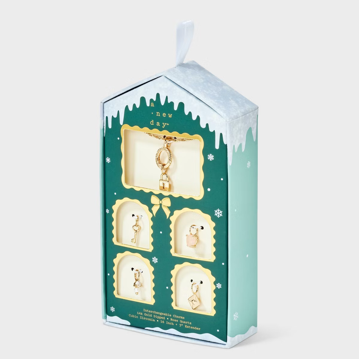 14K Gold Dipped Cubic Zirconia Pendant Charm Necklace Set 5pc - A New Day™ Gold | Target