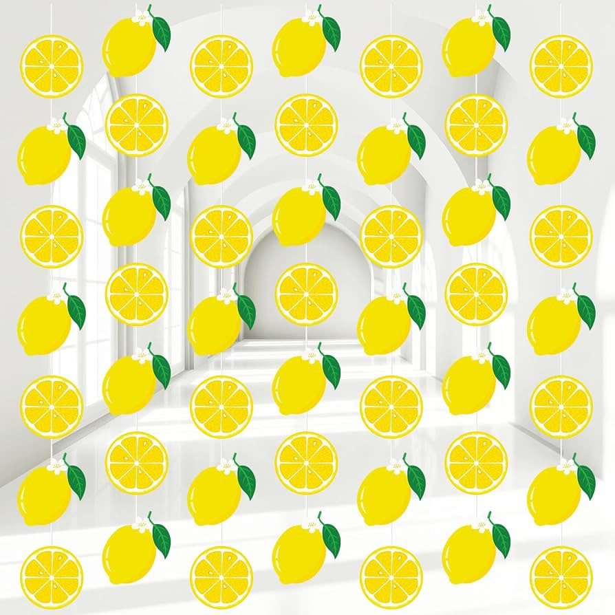 8 Pcs Lemon Hanging Party Decoration Lemon Garland Decors Yellow Lemonade Bar Paper Hanging Banne... | Amazon (US)
