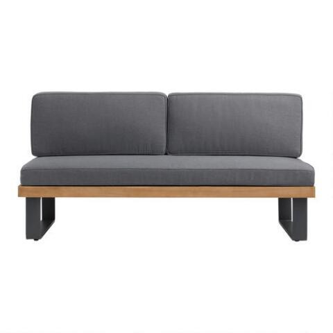 Alicante II Gray Metal And Wood Outdoor Loveseat | World Market