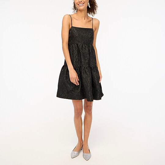 Jacquard strappy tiered mini dress | J.Crew Factory