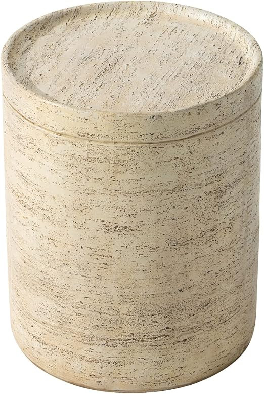 HOMPUS Round Outdoor Side Table, Rustic Modern Vintage Patio End Table, Weathered Stone Small Out... | Amazon (US)