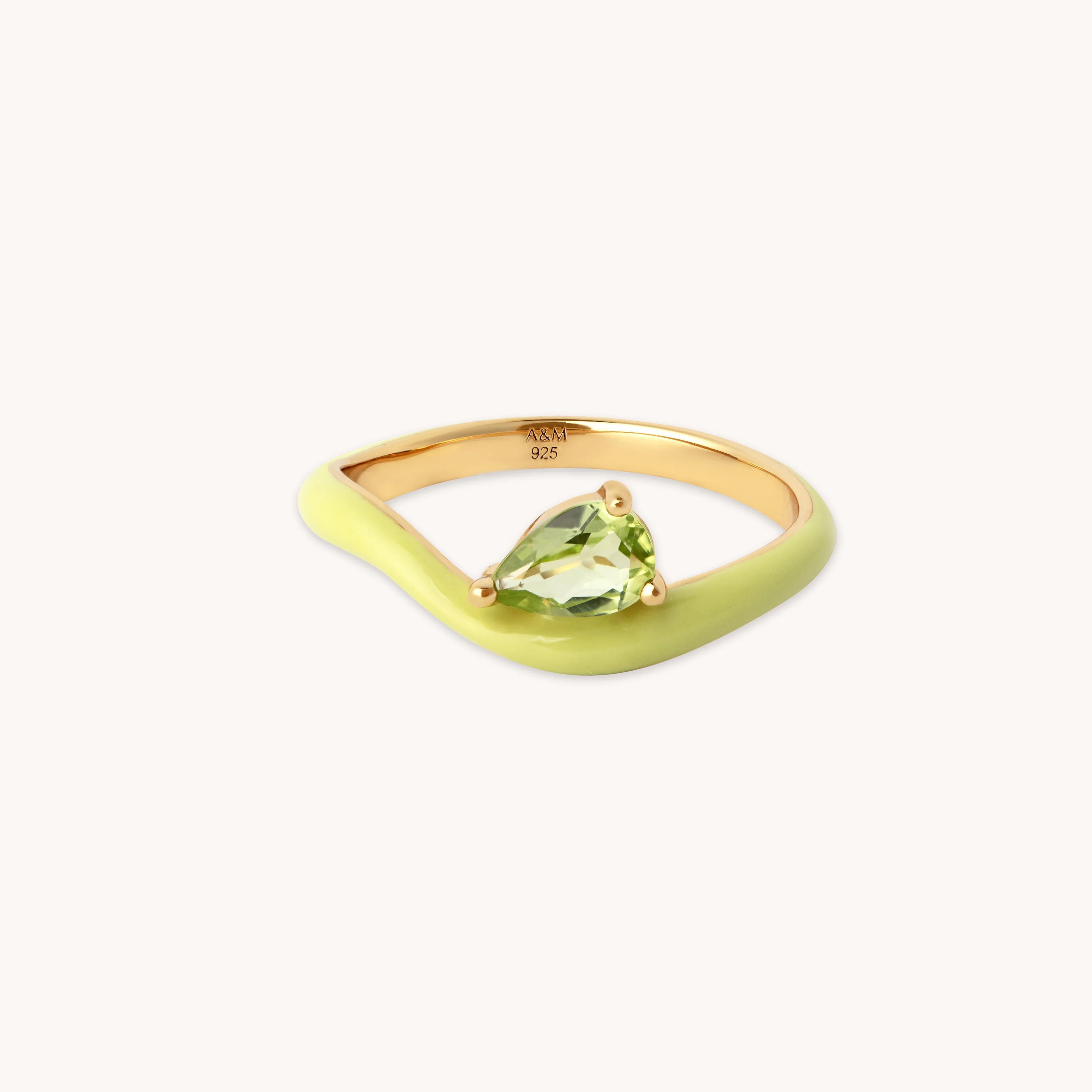 Olivine Enamel Gold Wave Ring | Astrid & Miyu Rings | Astrid and Miyu