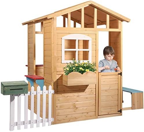 HUUHRIN Wooden Playhouse for Kids Outdoor, Outdoor Wooden Playhouse, Fir Wood Playhouses for Back... | Amazon (US)