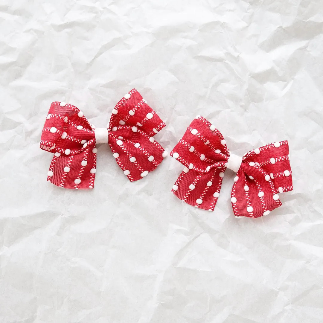Red Christmas Swiss Dot Pigtail Bows, Red Toddler Pigtail Bows, Red Pigtail Bows, Toddler Pigtail... | Etsy (US)