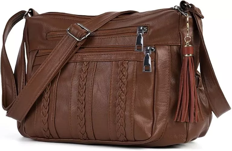 ELDA Crossbody Bags For Women Pocketbooks Soft PU Leather Purses
