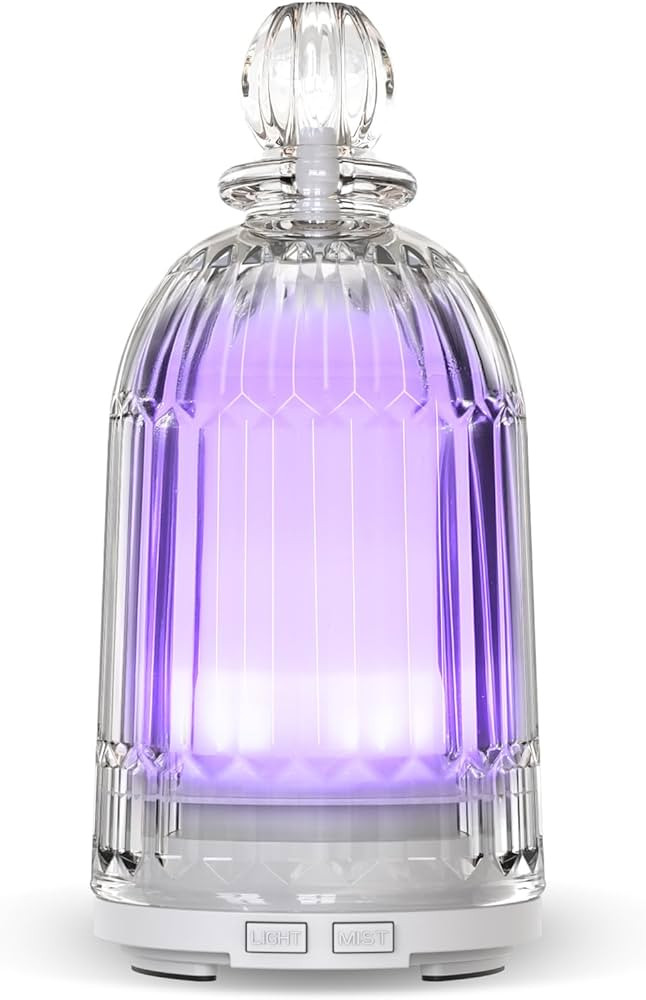 120ml Glass Essential Oil Diffuser, Ultrasonic Aroma Diffuser Glass Cover & Plastic Reservoir wit... | Amazon (US)