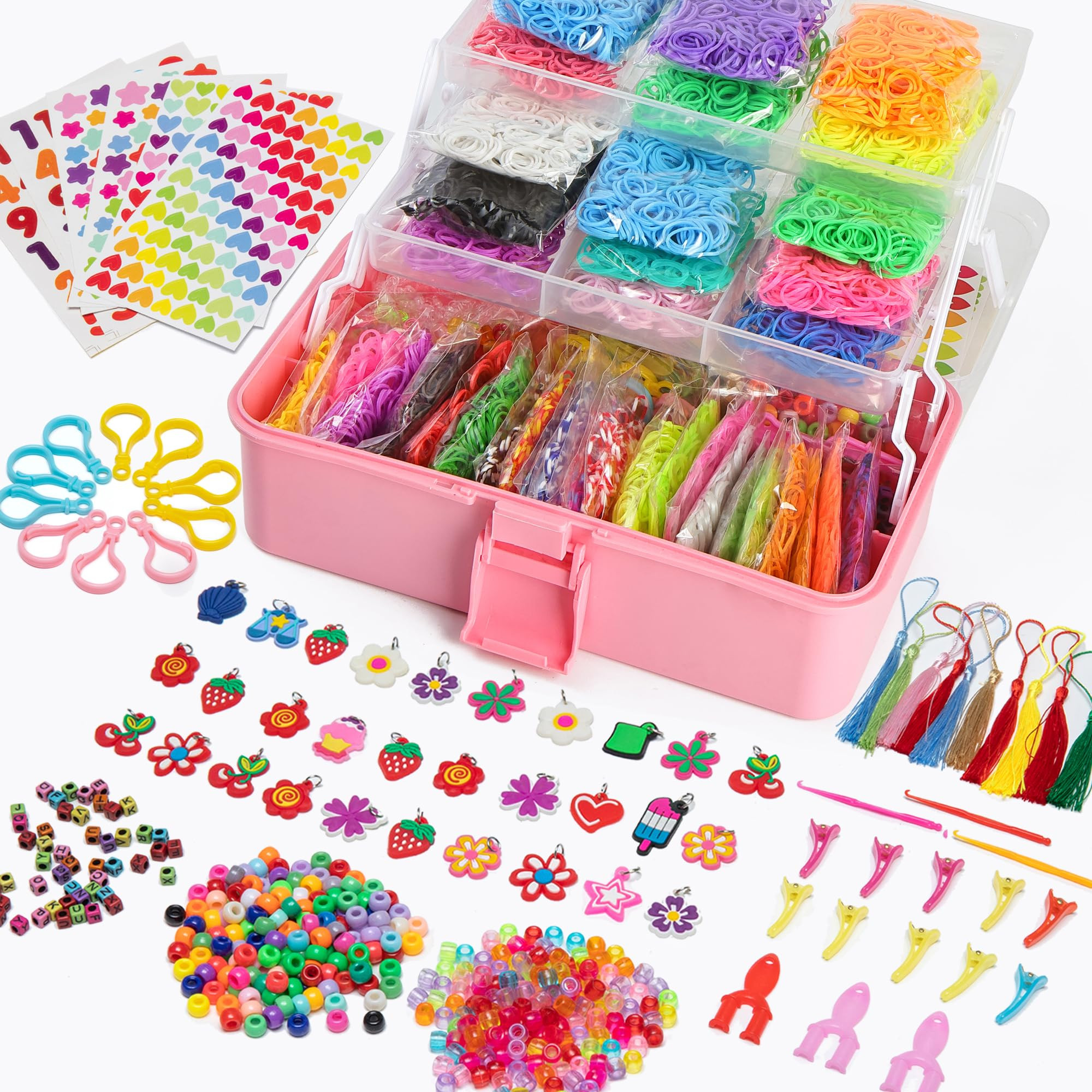 XKDOUS 10600+ Rubber Band Bracelet Kit, 36 Colors Bracelet Making Kit for Art and Craft, Rubberband Bracelets kit for Kids Ages 6+ | Amazon (US)