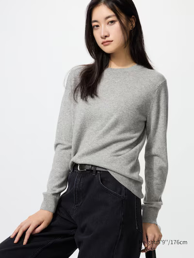100% Cashmere Crew Neck SweaterColour: 03 GRAYSize: Women SXXSXSSMLXLXXLFind my sizeGet help with... | Uniqlo Australia