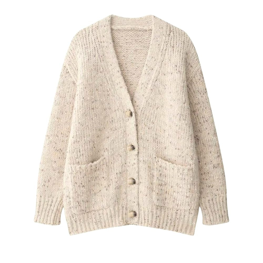 Xunger Women's Oversized Retro Polka Dot Knit Cardigan Soft Loose-Fit Long Sleeve Open Front Coat... | Amazon (US)