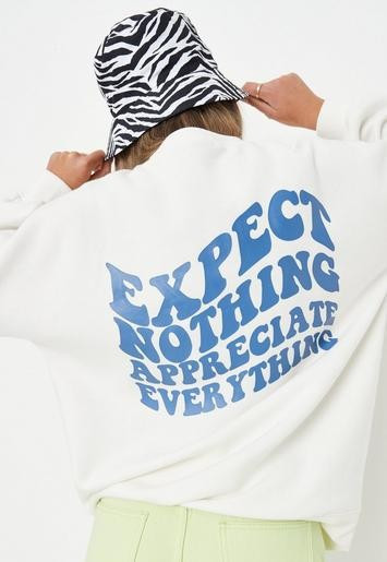 Missguided - Cream Oversized Wellness Graphic Sweatshirt | Missguided (UK & IE)