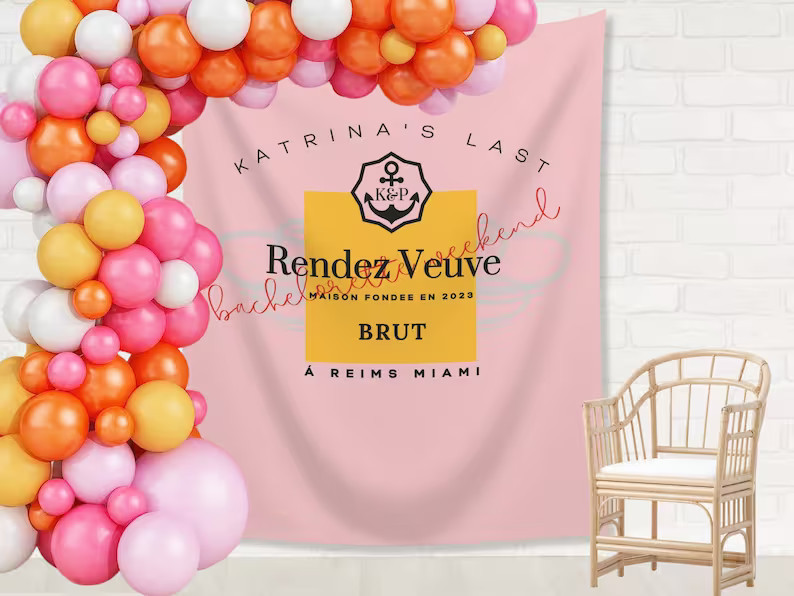 Last Rendez Veuve Bachelorette Weekend Custom Backdrop | Champagne Bachelorette Party Personalize... | Etsy (US)