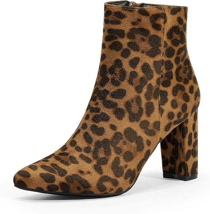 DREAM PAIRS Women's Chunky Heel Ankle Booties Pointed Toe Short Boots | Amazon (US)