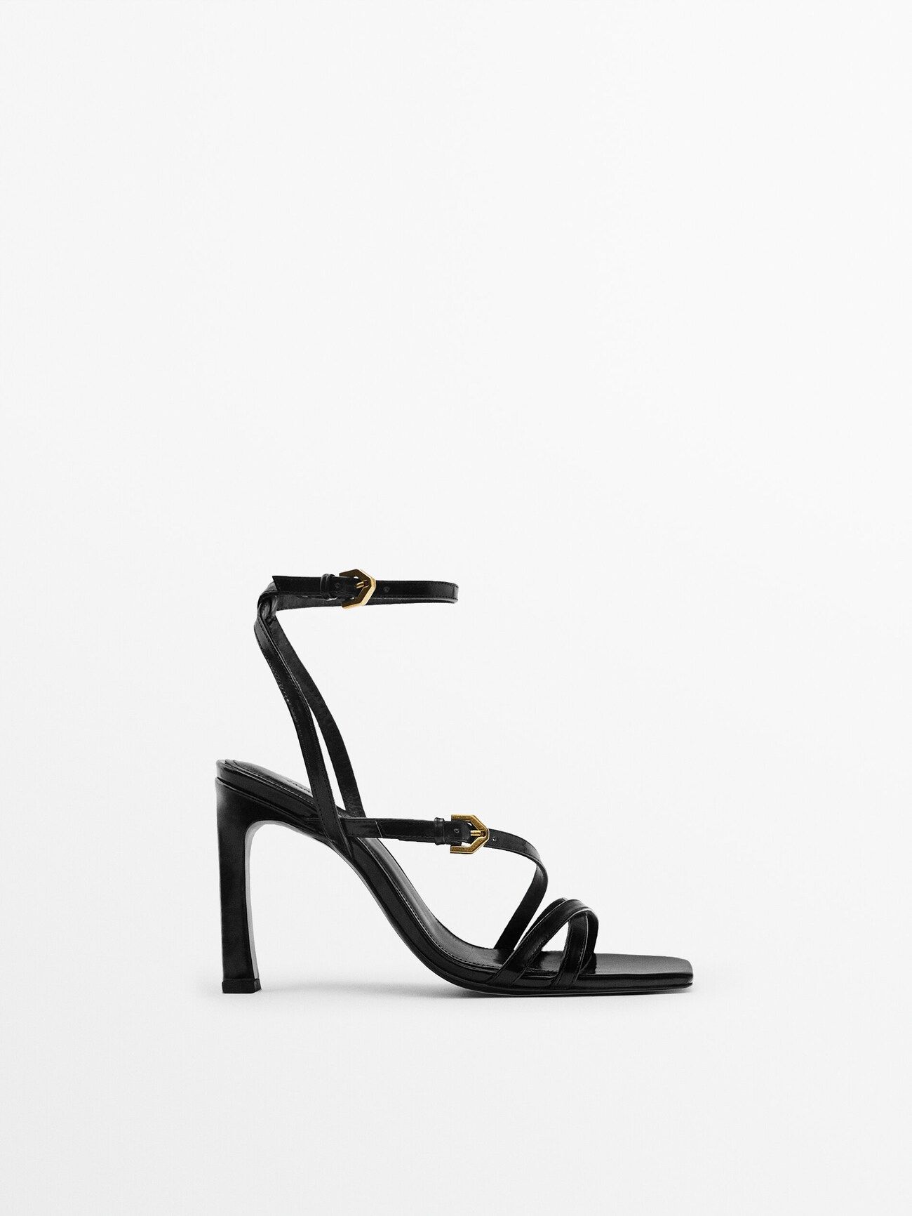 Strappy leather high-heel sandals with buckle - Limited Edition | Massimo Dutti (US)