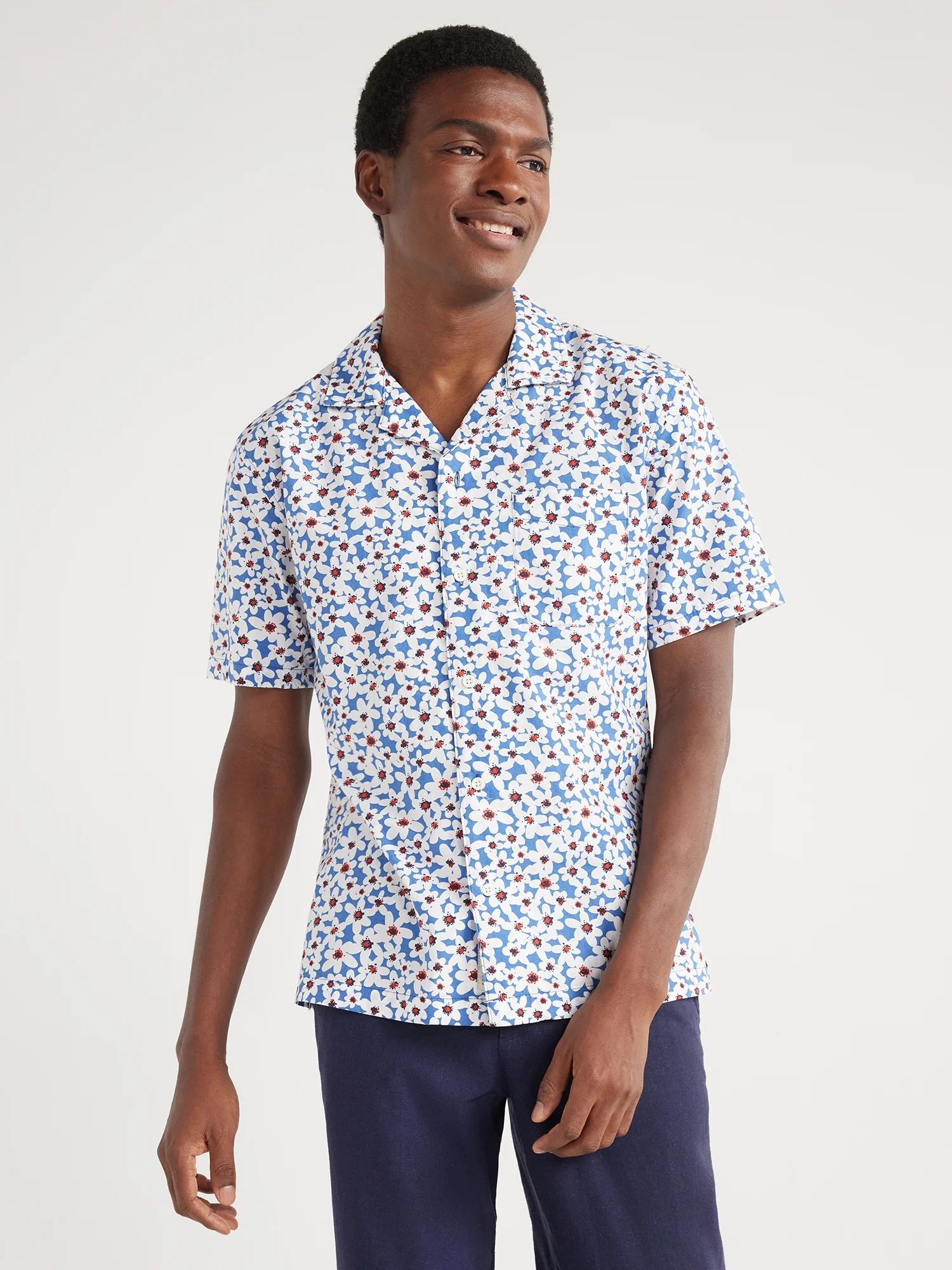 Free Assembly Men's Floral Camp Shirt with Short Sleeves, Sizes S-XXXL | Walmart (US)