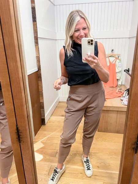 Love these athleta beige joggers with a black mock neck Sleeveless top and golden goose. Size small joggers and tank. Both come in other colors. Activewear casual fall outfit ideas 

Follow my shop @thesensibleshopaholic on the @shop.LTK app to shop this post and get my exclusive app-only content!

#liketkit #LTKfit #LTKstyletip #LTKSeasonal
@shop.ltk
https://liketk.it/3OTsq