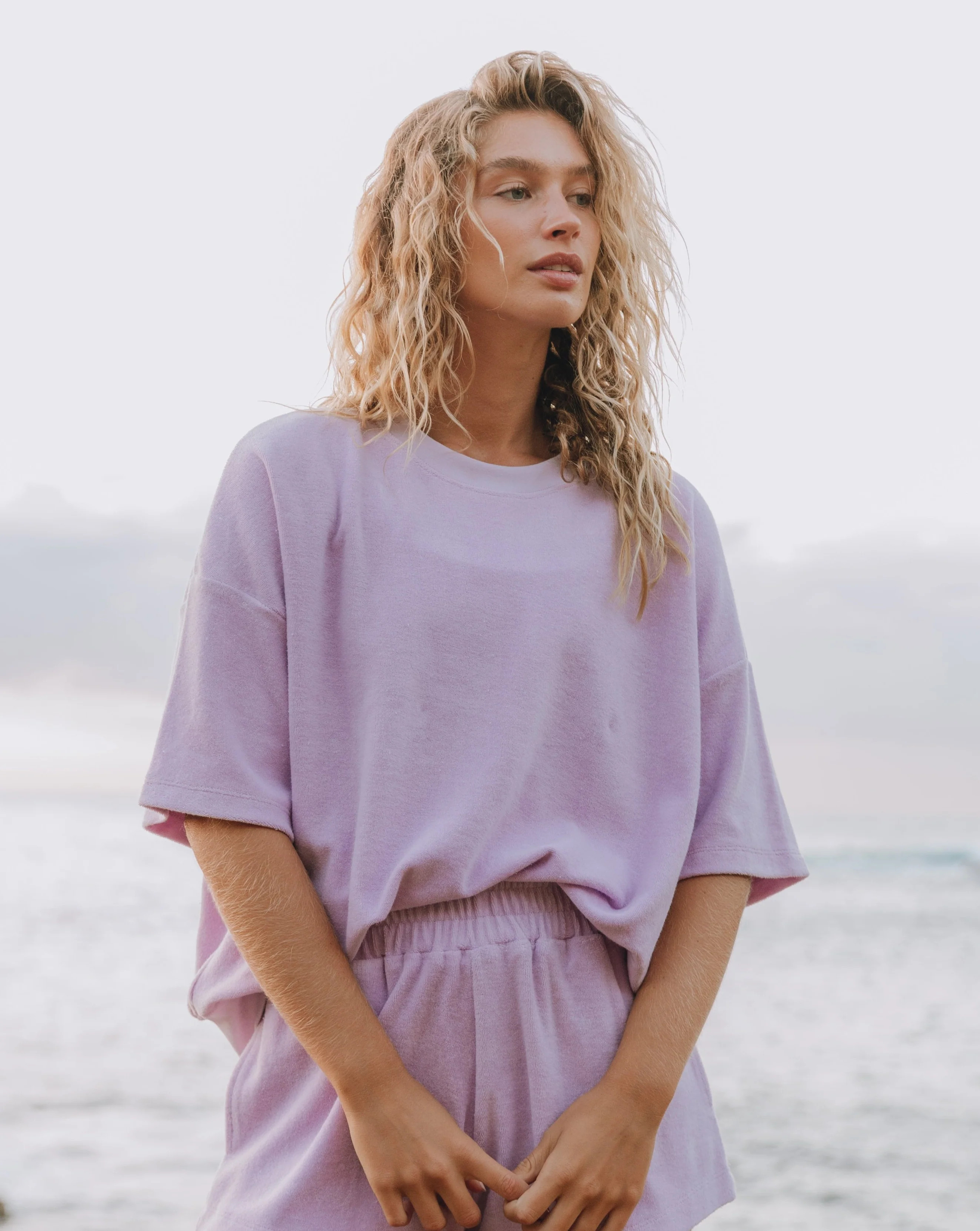 Terry Cropped Sleeve Crew | Daily Drills