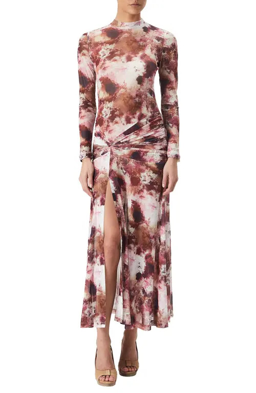 Bardot Lea Tie Dye Long Sleeve Mesh Midi Dress at Nordstrom, Size X-Small | Nordstrom