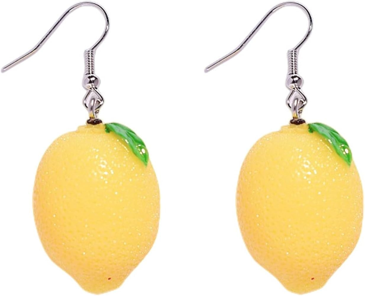 Lovely Resin Fruit Earrings, Cute Banana Strawberry Honey Peach Watermelon Avocado Imitation Food... | Amazon (US)