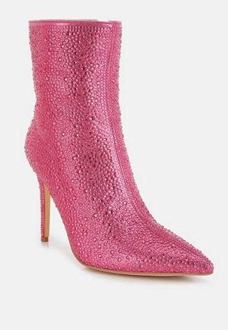 Anun Rhinestones Embellished High Ankle Boots Women | Macy's