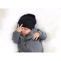 Lightweight Black Slouchy Beanie/Jersey Knit Slouch Hat Baby Beanies & Adult | Etsy (US)