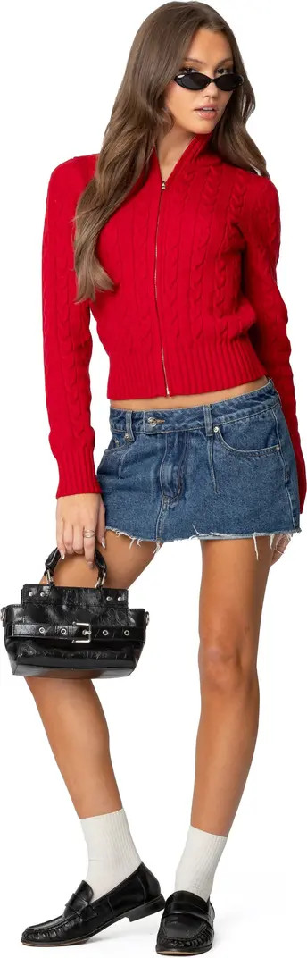EDIKTED Ryn Cable Zip Sweater | Nordstrom | Nordstrom
