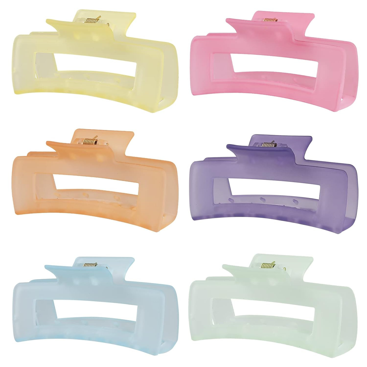 4 Inch Big Hair Claw Clips 6 Pcs Large Claw for Thick Hair Square Hair Clips for Women Rectangle ... | Amazon (US)