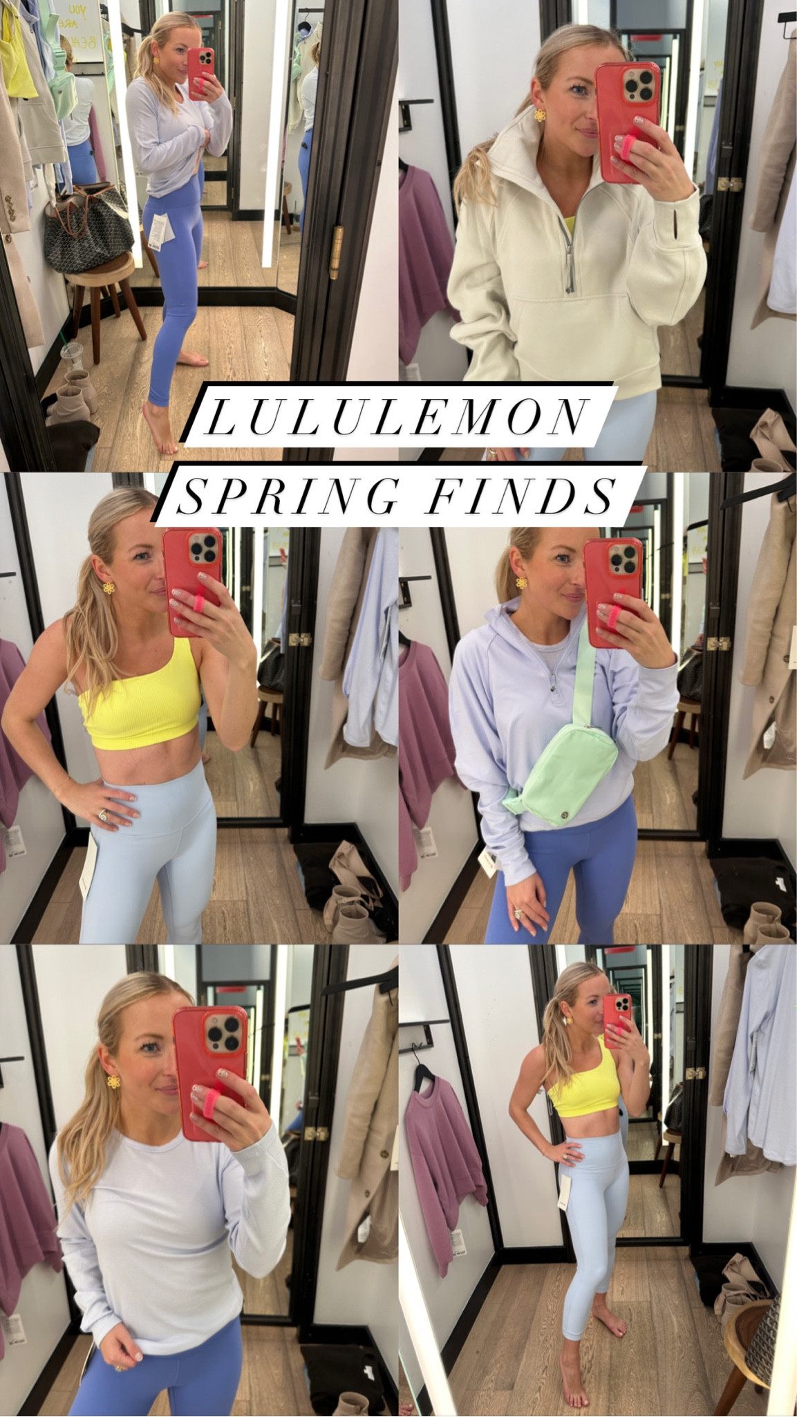 Lululemon spring favorites! Click the images for the other colors. I wear a size 4 which fits like an XS for size reference 🤍 #Lululemon #athleisure #workoutclothes #sportsbra #pullover #beltbag 

#LTKSeasonal #LTKtravel #LTKfit