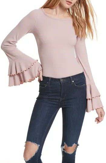 Women's Free People Good Find Ruffle Cuff Tee, Size X-Small - Orange | Nordstrom