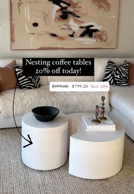 White concrete nesting coffee tables 20% off!

Modern decor
Modern coffee tables
Neutral living room decor
Organic modern decor 

#LTKstyletip #LTKsalealert #LTKhome