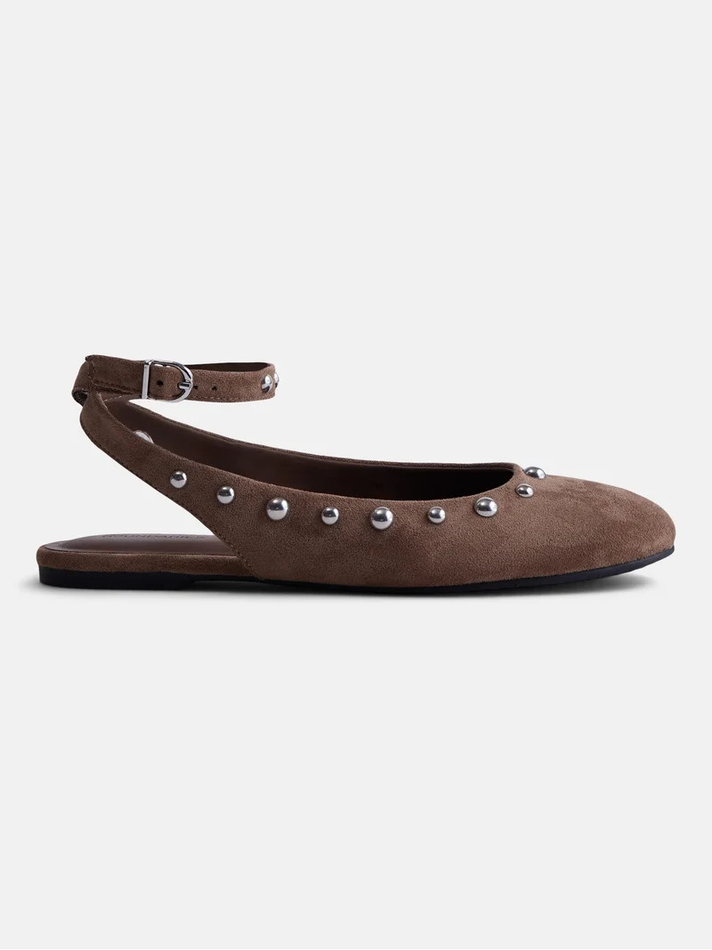 No Boundaries Women\u2019s Faux Suede Ankle Ballet Flats | Walmart (US)