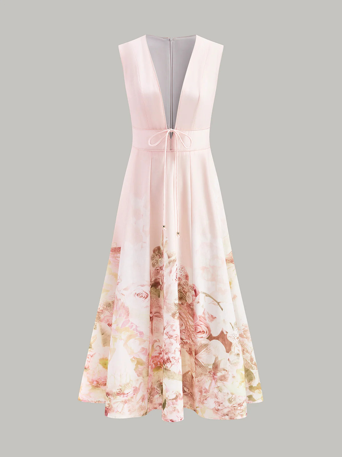 V-Neck Floral Tie Waist Dress | Commense