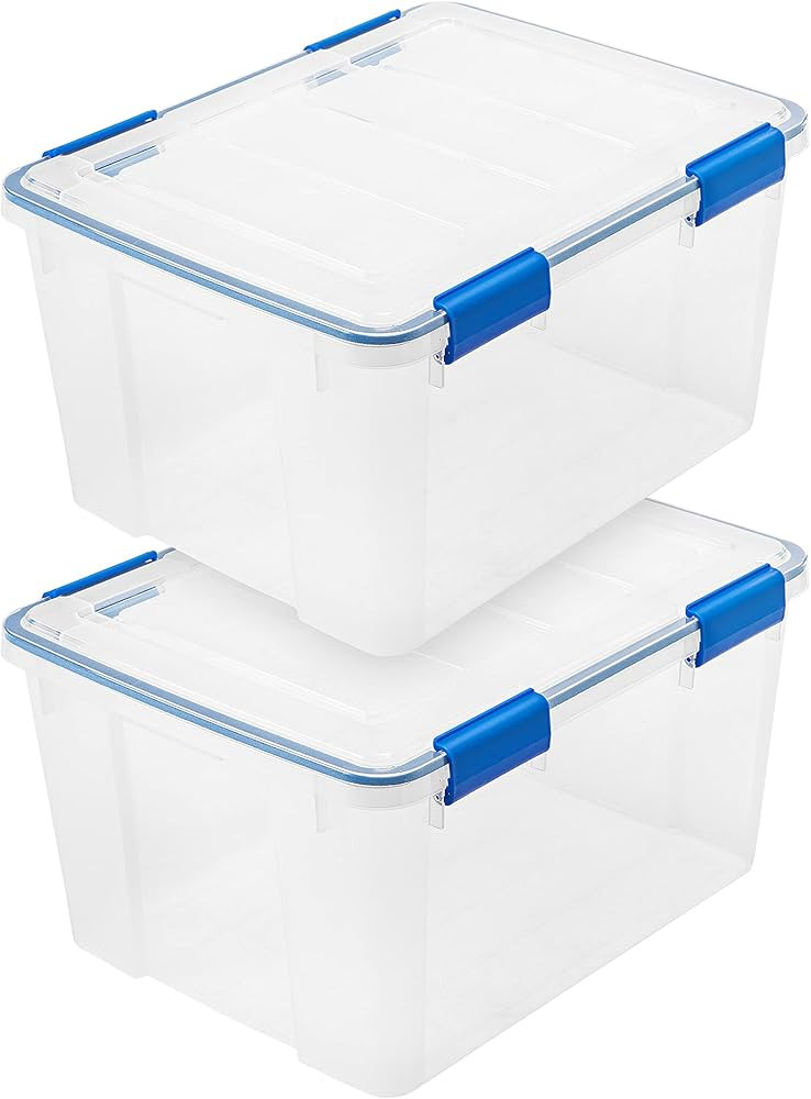 IRIS USA WeatherPro 44 Qt Storage Bins with Lids, 2 Pack, BPA-Free Plastic Gasket Box with Tight ... | Amazon (US)