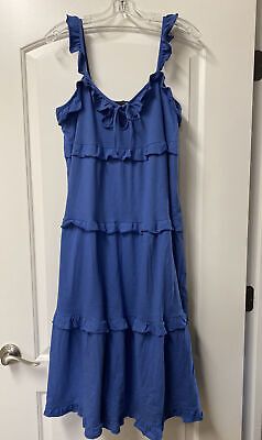 J. Crew Tiered Knit Keyhole Maxi Dress BB453 Delphinium Blue Small S New $98  | eBay | eBay US