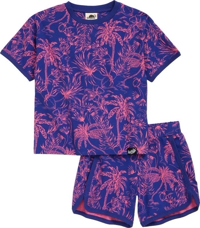 Kids' Palm Tree Print Organic Cotton Blend T-Shirt & Shorts | Nordstrom