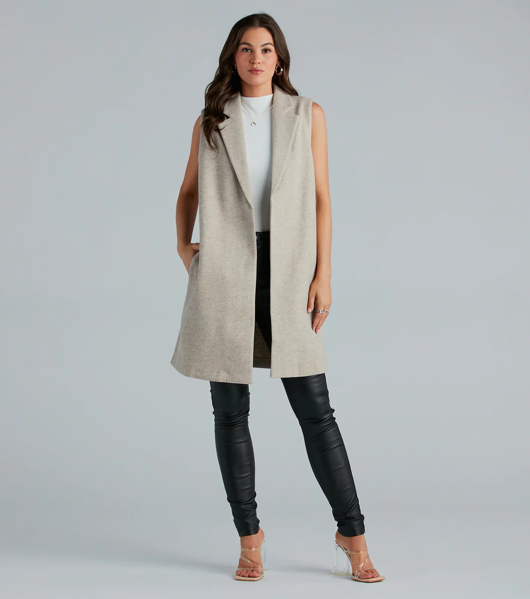 Invested To Style Faux Wool Long Vest | Windsor Stores