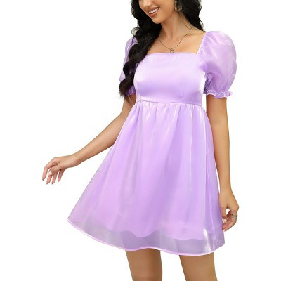 Women's Tulle Dress Square Neck Puff Sleeve Puffy Babydoll Mesh Mini Dress | Target
