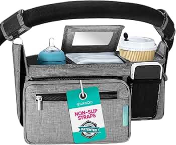 Swanoo Stroller Caddy Stroller Organizer With Cup Holder, Non Slip Straps Stroller Bag for Phone,... | Amazon (US)