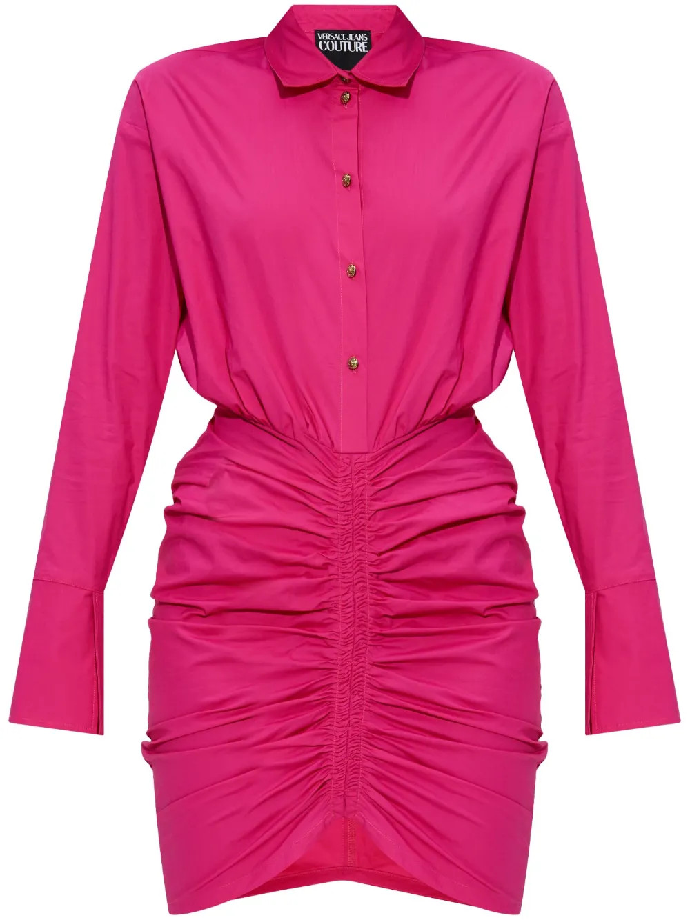 Versace Jeans Couture Ruched Shirtdress | Pink | FARFETCH | Farfetch Global